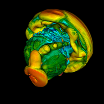 Color rendering of a supernova simulation