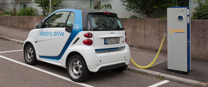 Electric car charging station in Stuttgart, Germany