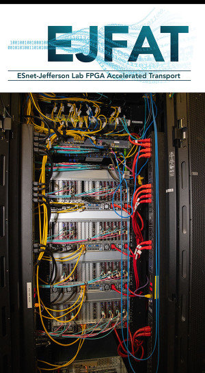 Rack of servers with multicolored networking cables and FPGA cards