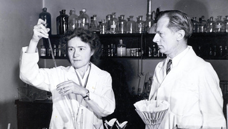 Gerty and Carl Cori in their laboratory