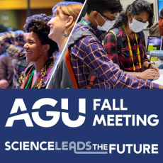 AGU22 Fall Meeting logo image collage depicting diverse attendees