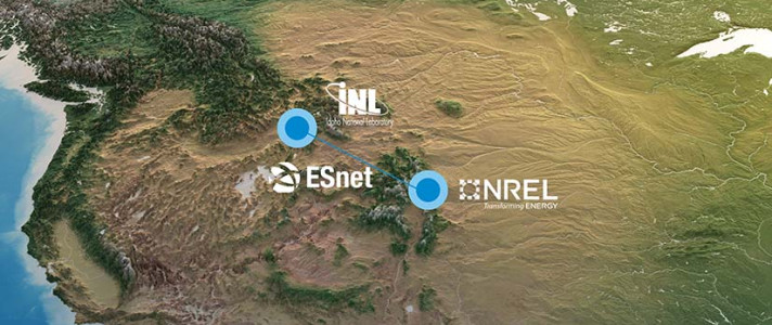Map showing location of ESnet, NREL, INL in Western US