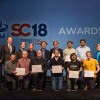 Group photo of winners of the 2018 ACM Gordon Bell Prize at SC18