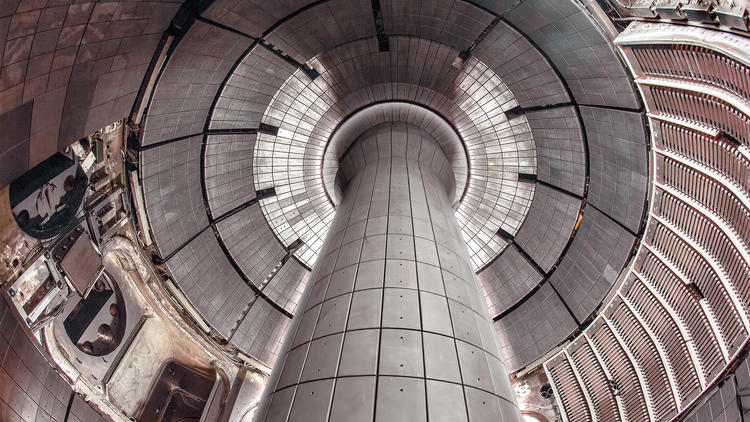 The NSTX-U is a nearly spherical, toroidal tokamak, meaning its outer shell is nearly perfectly round, and the inside is shaped like a donut.