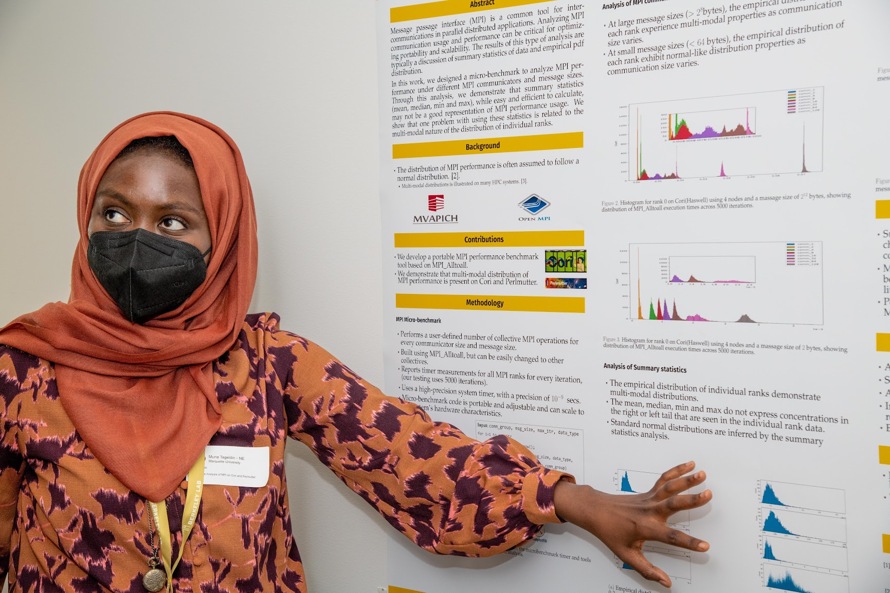 Muna Tageldin, a Ph.D. student from Marquette University, presents her research at the culminating poster session for the 2022 CSA Summer Program.