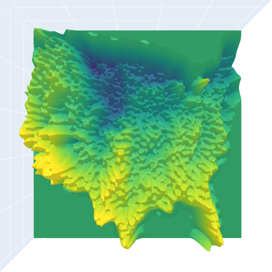 The record-breaking calculation was performed on a dataset composed of daily maximum temperatures (°C) across the United States between 1990 and 2019. (Credit: Marcus Noack, Berkeley Lab)