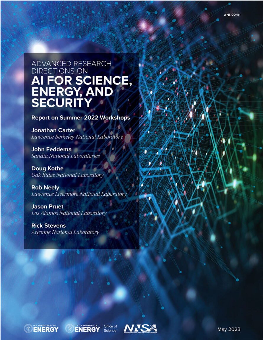 Cover of the 2023 AI for Science, Energy, and Security report