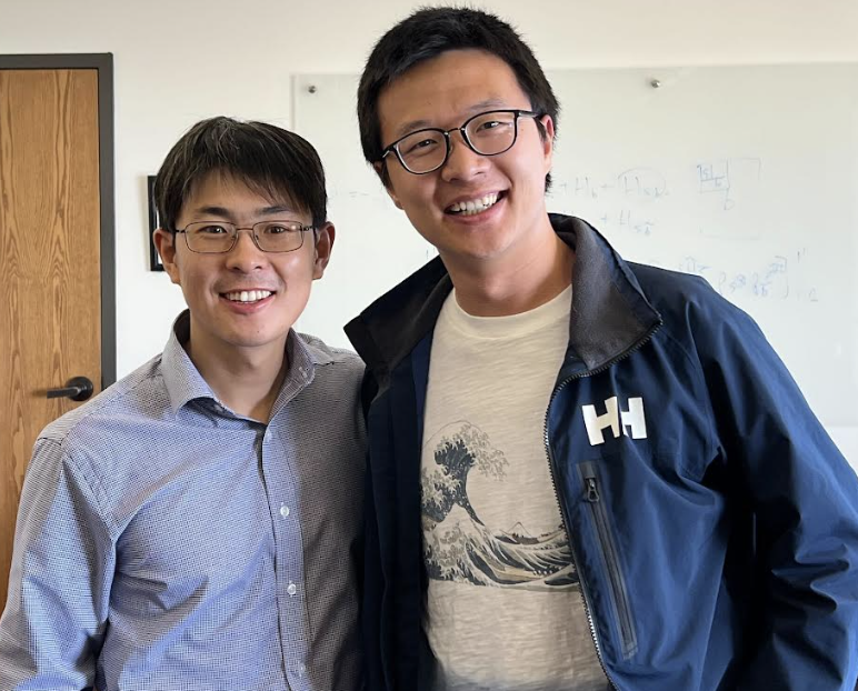 Dr. Lin Lin (left), a faculty scientist in the Applied Mathematics and Computational Research division at Berkeley Lab and a Professor of Mathematics at the University of California, Berkeley; and Dr. Xin Xing (right), a former postdoctoral scholar from Lin’s group at UC Berkeley who is now at Apple.