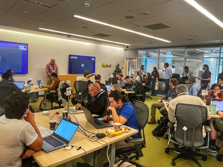 Many participants fill the third floor conference room during the AI Jam.