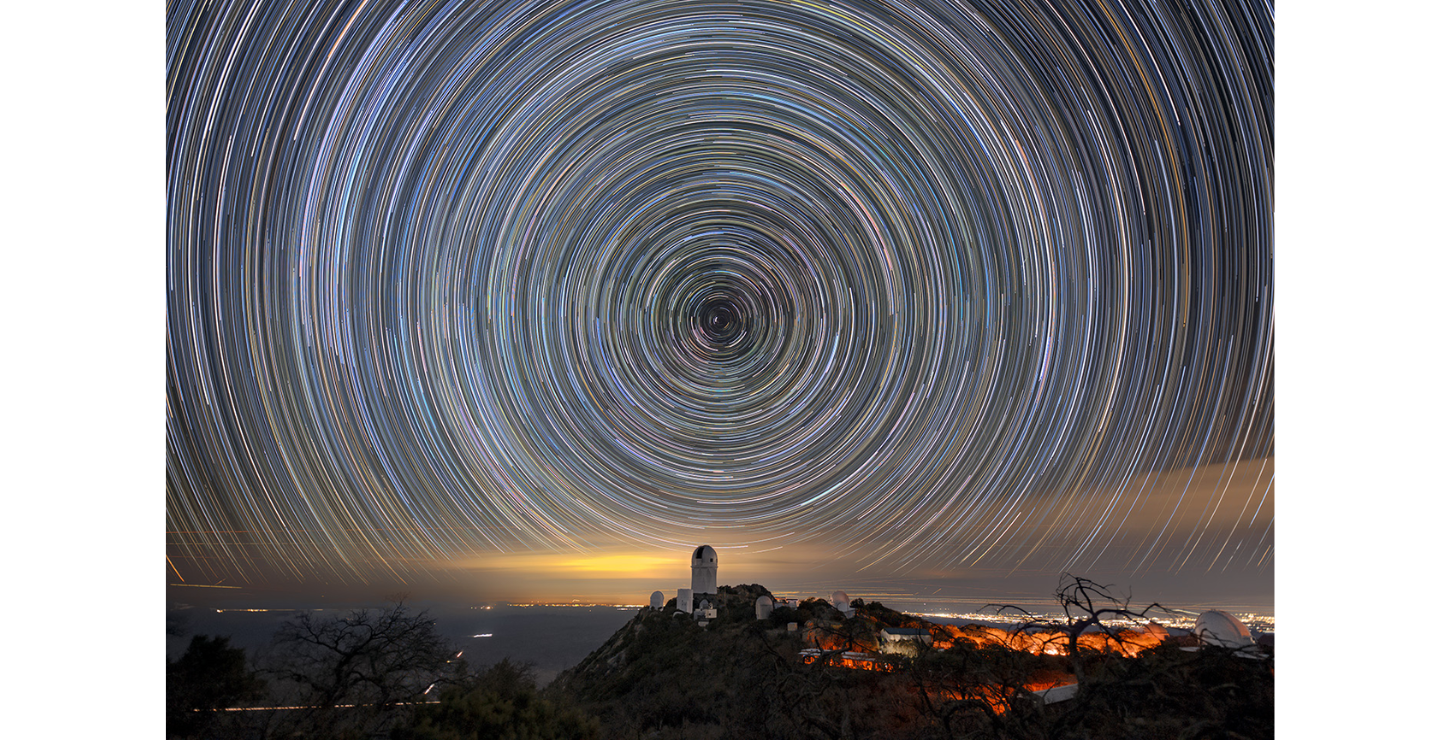 Star trail Telescope Spiral Sunset Blue Orange