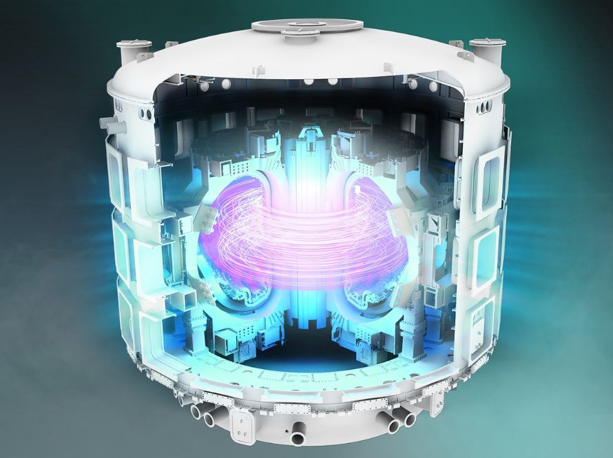 Visualization of the ITER tokamak, the largest fusion device of its kind when built. The image highlights the use of SuperLU and STRUMPACK solvers in simulation codes for projects like ITER, showcasing advanced computational methodologies.